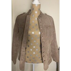 Twiggy London Vintage Suede Jacket Beige Brown MOD Retro Military Style Medium